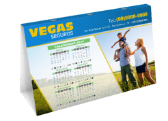 calendário de mesa com porta canetas