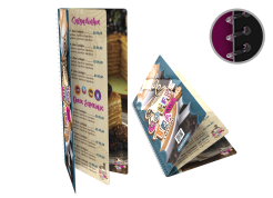 cardápio estreito em pvc com espiral