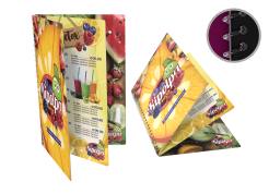 cardápio pequeno em pvc com espiral