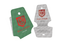 cartela de bijuteria com verniz localizado e hot stamping