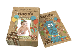 Convite em Papel Kraft com impressão colorida e opção de calço branco