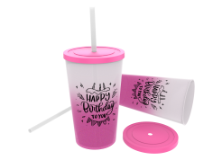 Copo Twister Degradê com Tampa e Canudo 575ml 