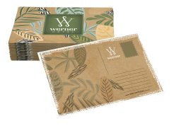 Cartão Postal em papel kraft com impressão colorida e opção de calço de tinta