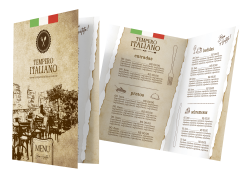 cardápio pequeno com vinco